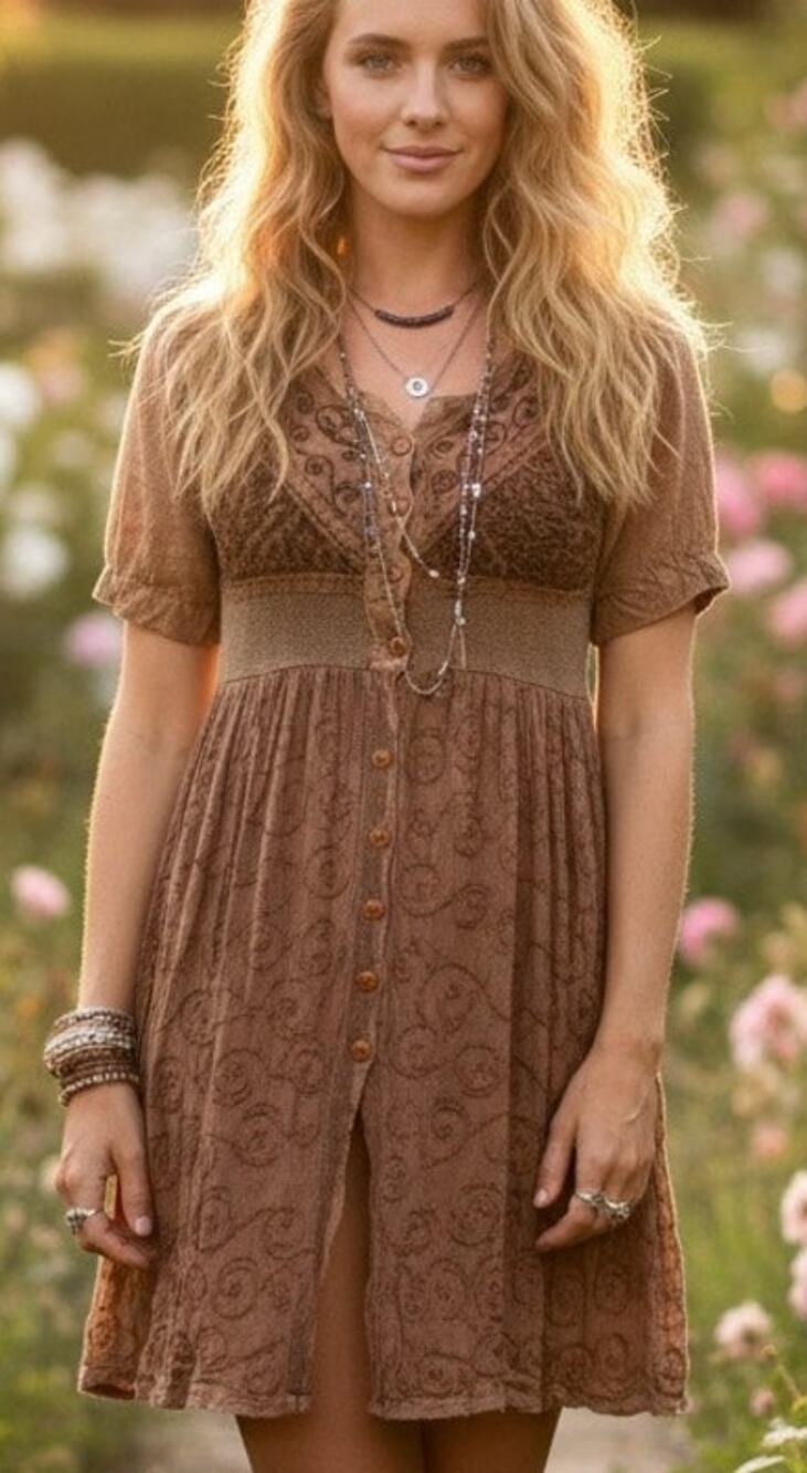 Distressed boho/bollywood style mini dress